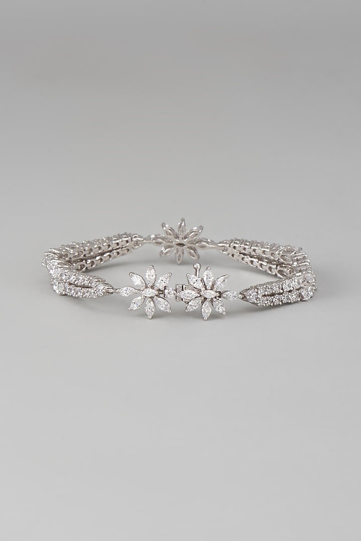 White Finish Swarovski Zircon Bracelet In Sterling Silver by Diosa Paris Jewellery at Pernia's Pop Up Shop