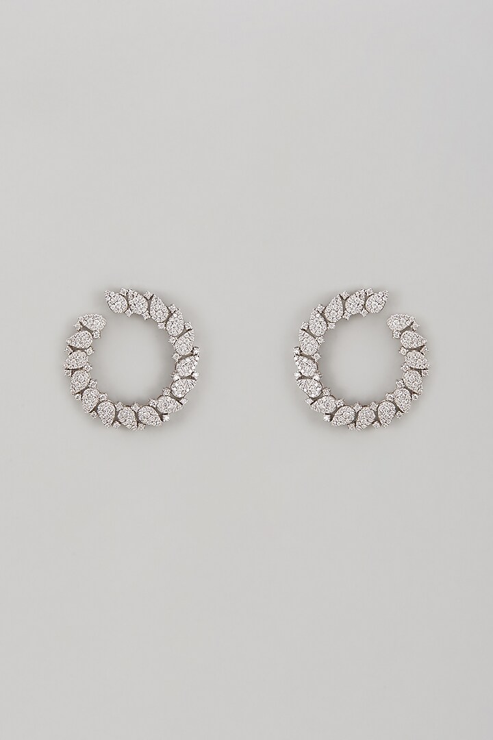 White Finish Swarovski Zircon Stud Earrings In Sterling Silver by Diosa Paris Jewellery at Pernia's Pop Up Shop