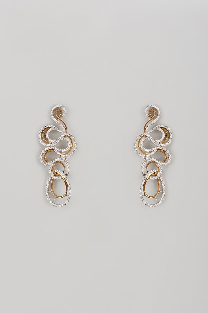 White Finish Yellow & White Swarovski Zircon Dangler Earrings In Sterling Silver by Diosa Paris Jewellery at Pernia's Pop Up Shop