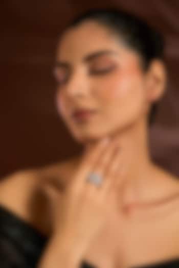 White Finish White Stone Ring In Sterling Silver by Diosa Paris Jewellery at Pernia's Pop Up Shop