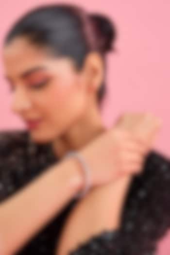 Silver Finish White Stone Bangle In Sterling Silver by Diosa Paris Jewellery at Pernia's Pop Up Shop