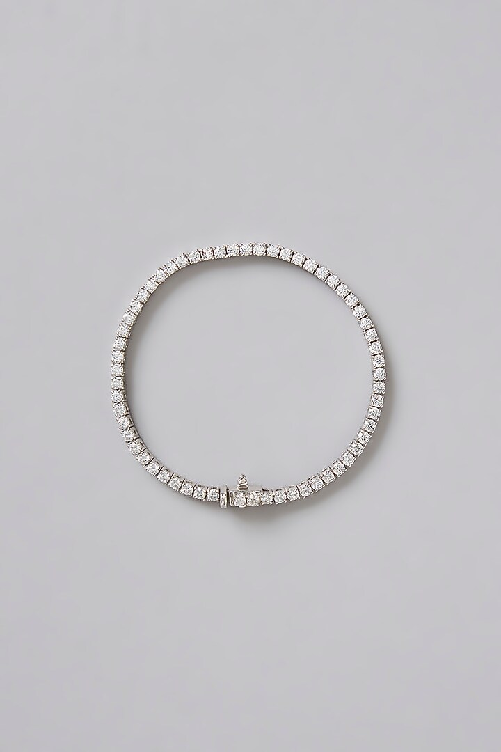 White Finish White Stone Bracelet In Sterling Silver by Diosa Paris Jewellery at Pernia's Pop Up Shop