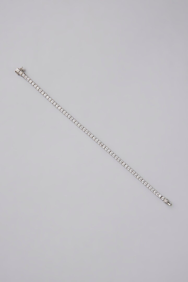 White Finish White Stone Bracelet In Sterling Silver by Diosa Paris Jewellery at Pernia's Pop Up Shop