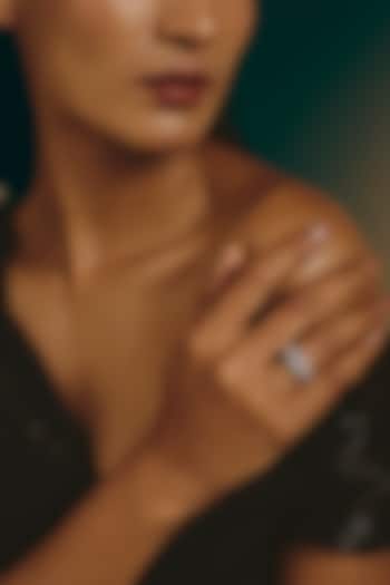 White Finish White Stone Ring In Sterling Silver by Diosa Paris Jewellery at Pernia's Pop Up Shop