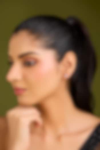 White Finish White Stone Stud Earrings In Sterling Silver by Diosa Paris Jewellery at Pernia's Pop Up Shop