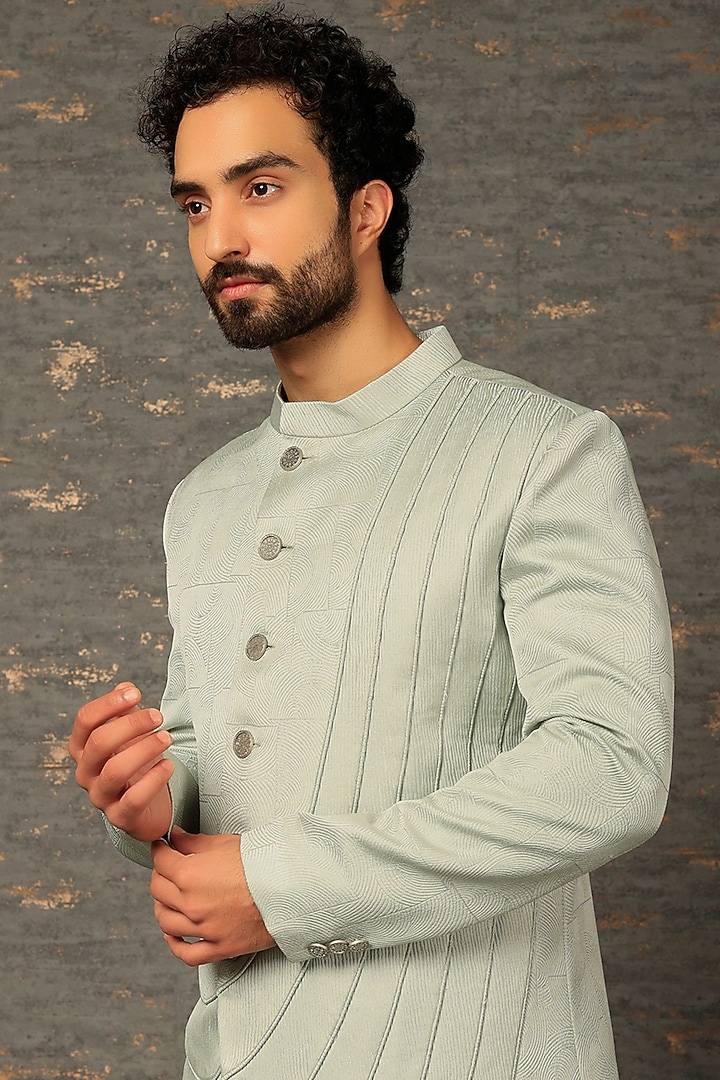 Sea Green Polyester Indo-Western Jacket Set by DEEPAK & MADHU at Pernia's Pop Up Shop