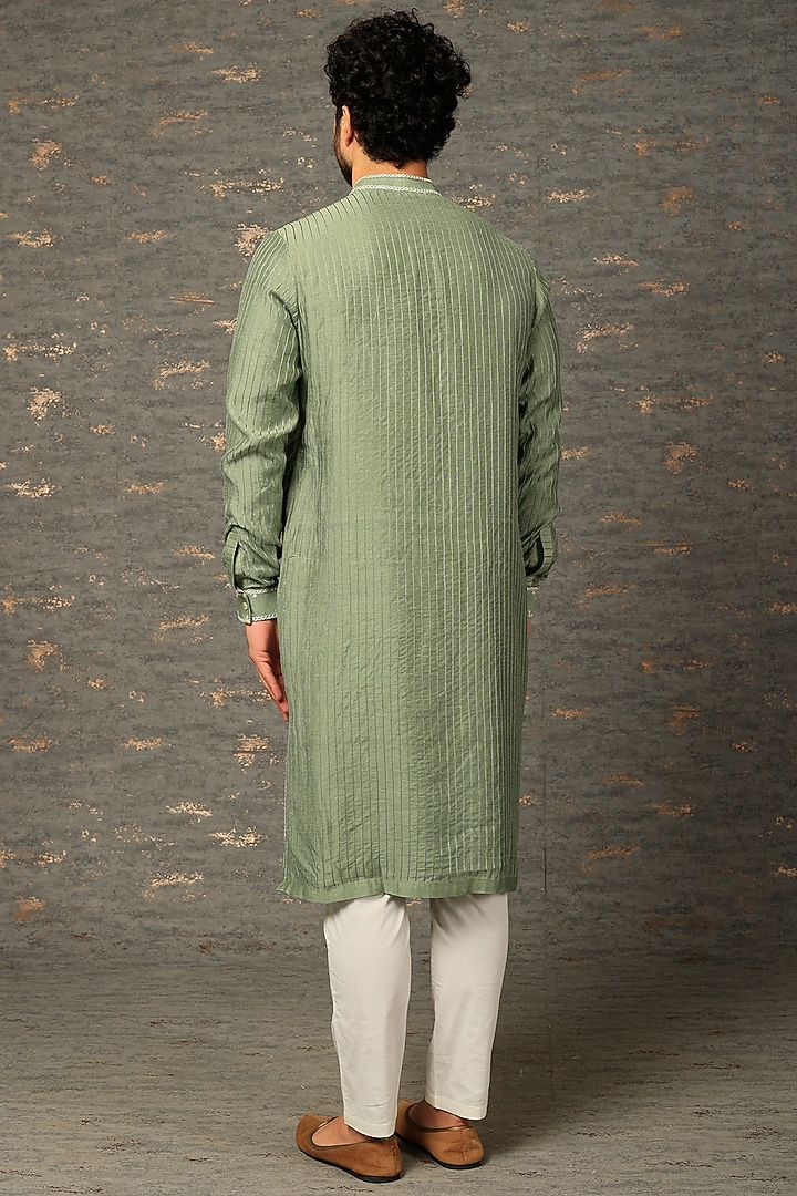 Green Silk Kurta Set by DEEPAK & MADHU at Pernia's Pop Up Shop