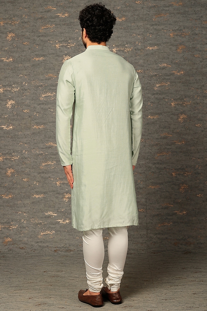 Sea Green Embroidered Kurta Set by DEEPAK & MADHU at Pernia's Pop Up Shop