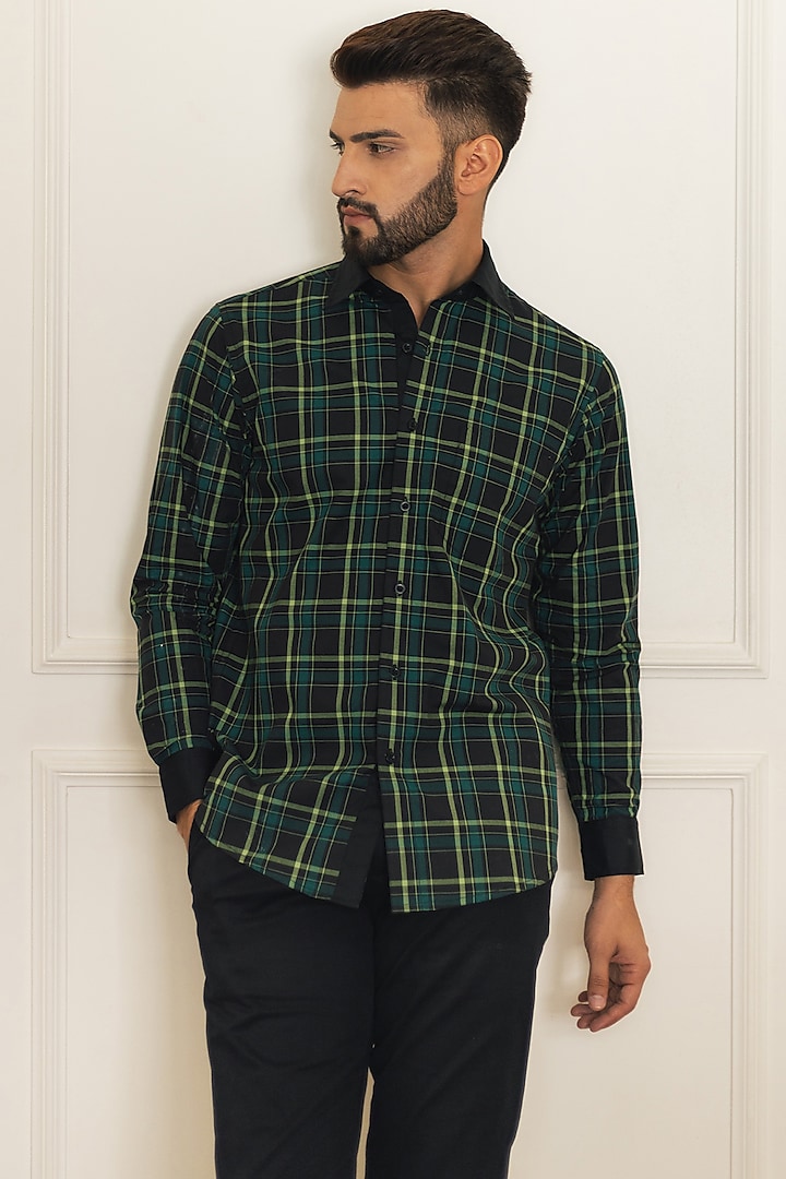 Emerald Green Checkered Shirt by DAMERRANO