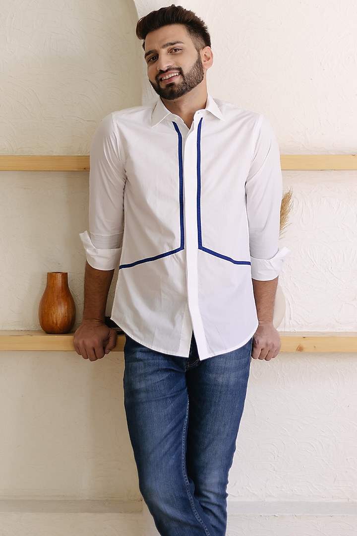 White Cotton Poplin Shirt by DAMERRANO