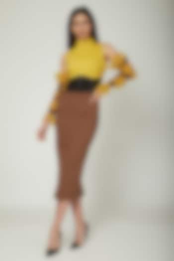 Yellow Color Blocked Dress by Sameer Madan