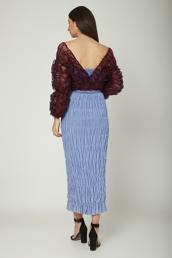 Purple Organza Smoked Bodysuit by Sameer Madan at Pernia's Pop Up Shop