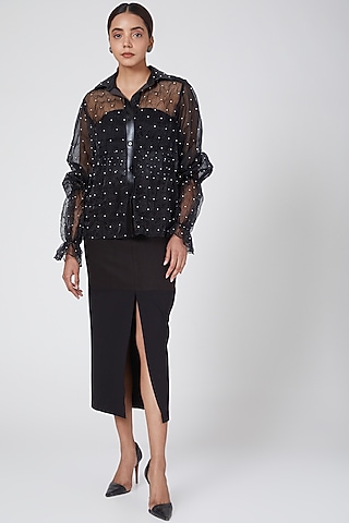 Black Embroidered Shirt by Sameer Madan