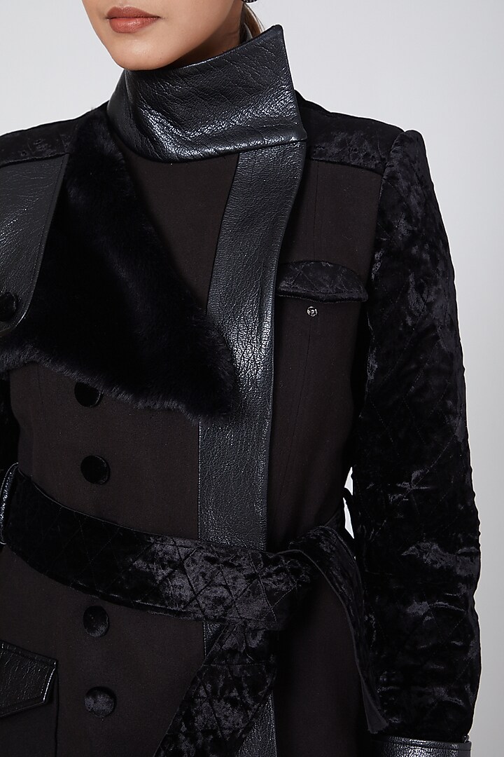 Black High Neck Jacket by Sameer Madan at Pernia's Pop Up Shop