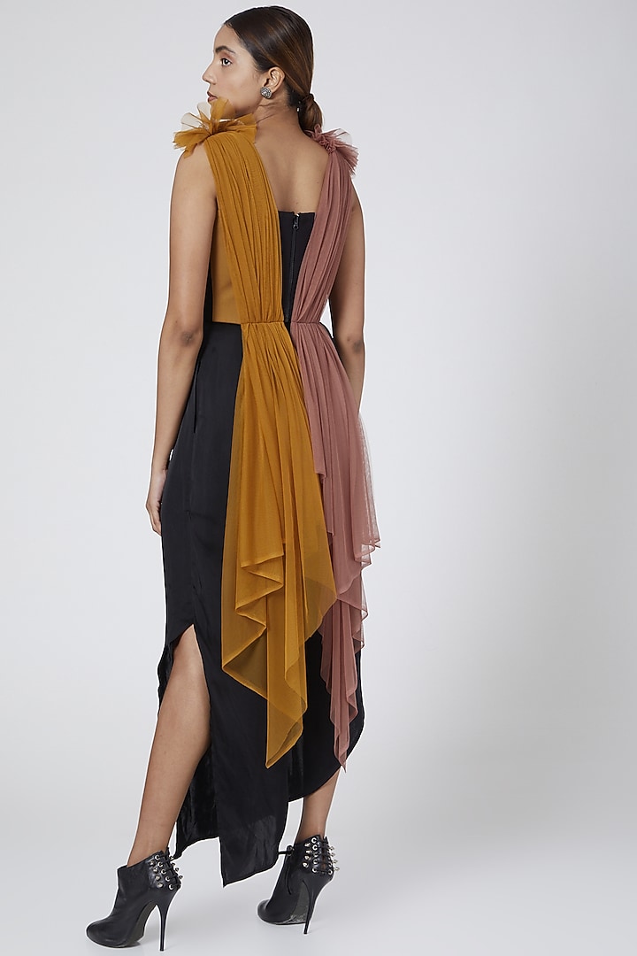 Black Satin Palazzo Pants by Sameer Madan at Pernia's Pop Up Shop