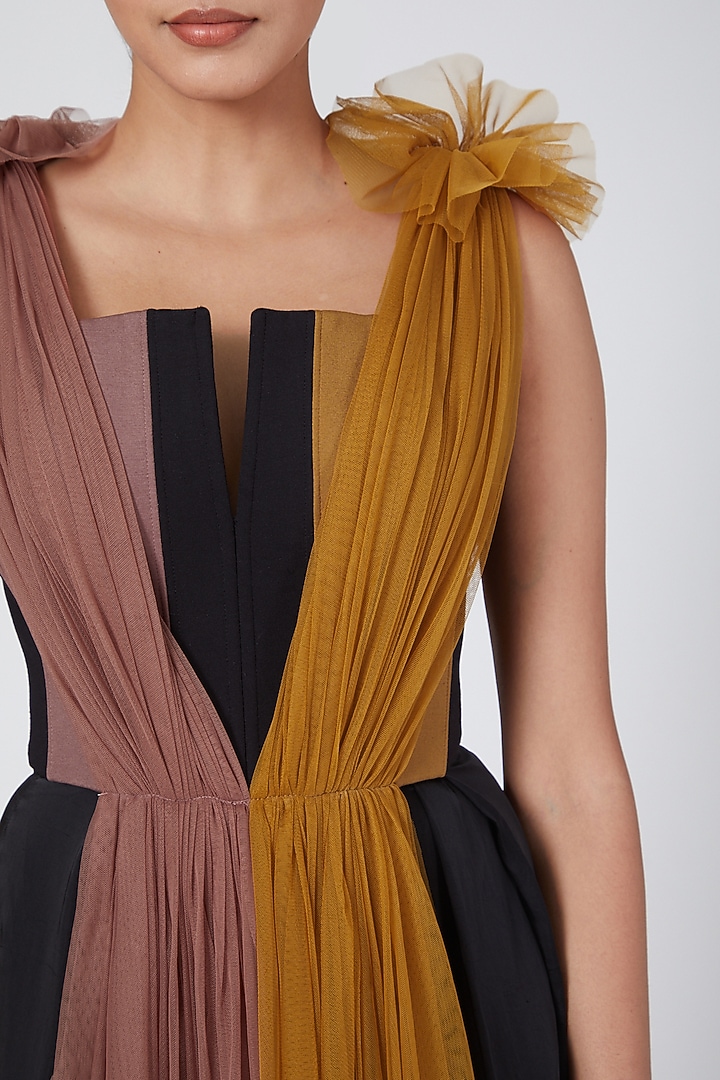 Mustard & Pink Asymmetric Top by Sameer Madan at Pernia's Pop Up Shop