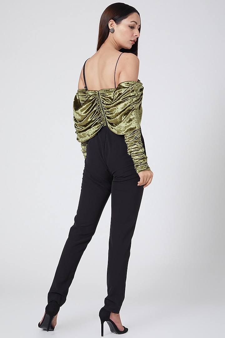 Olive Green & Black Jumpsuit by Sameer Madan at Pernia's Pop Up Shop
