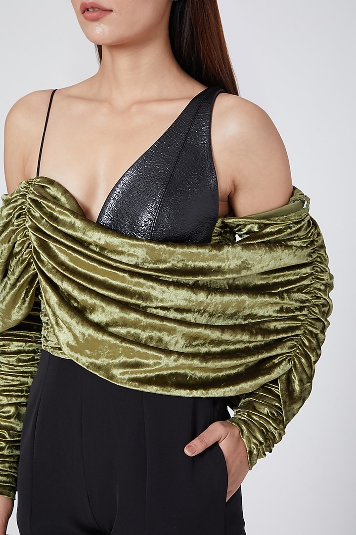 Olive Green & Black Jumpsuit by Sameer Madan at Pernia's Pop Up Shop