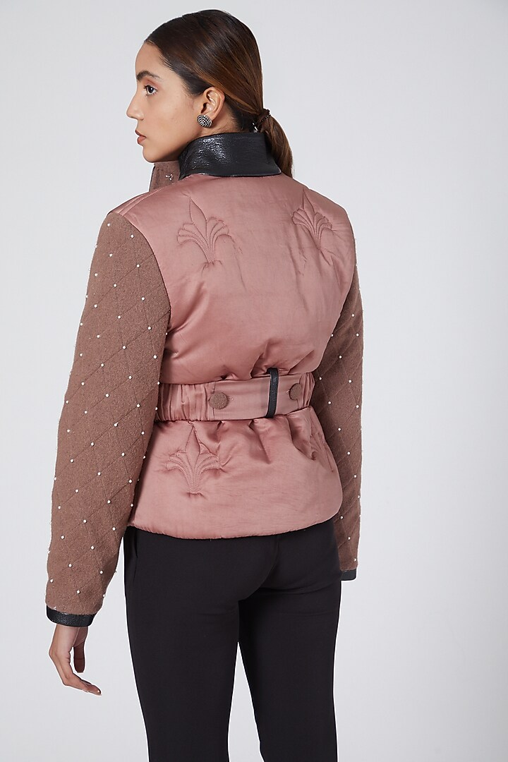 Pink Faux Leather Jacket by Sameer Madan at Pernia's Pop Up Shop