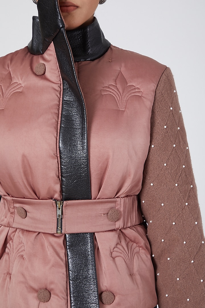 Pink Faux Leather Jacket by Sameer Madan at Pernia's Pop Up Shop