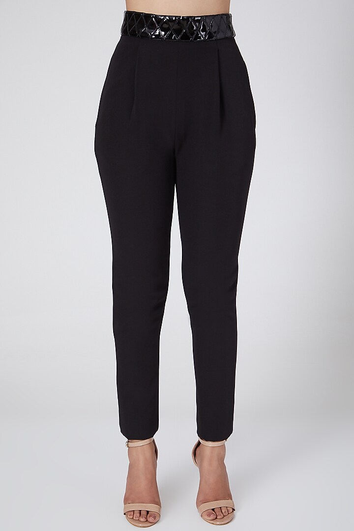 Black Embroidered Trousers by Sameer Madan at Pernia's Pop Up Shop