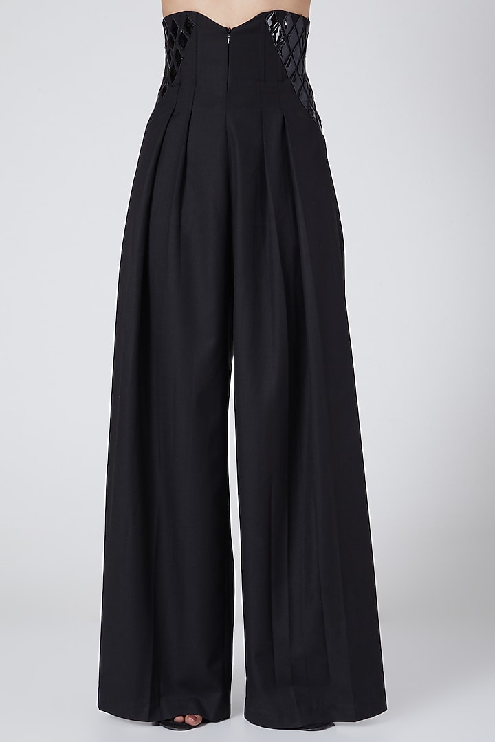 Black Pleated Trousers by Sameer Madan at Pernia's Pop Up Shop