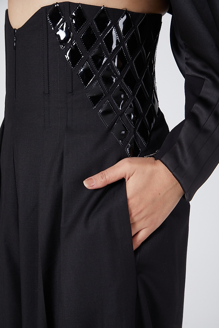 Black Pleated Trousers by Sameer Madan at Pernia's Pop Up Shop