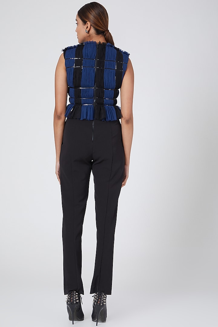 Black & Blue Striped Jumpsuit by Sameer Madan at Pernia's Pop Up Shop