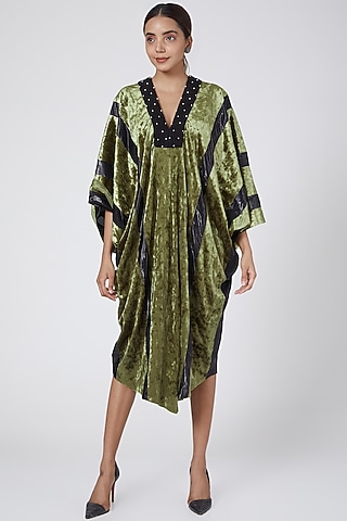 Green Embroidered Kaftan by Sameer Madan