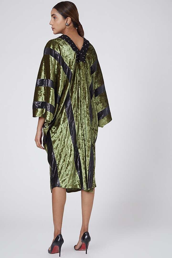 Green Embroidered Kaftan by Sameer Madan at Pernia's Pop Up Shop
