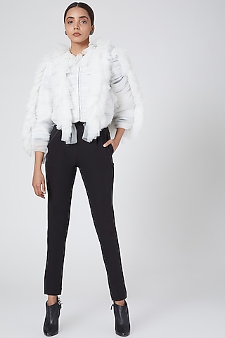 White Asymmetric Jacket by Sameer Madan