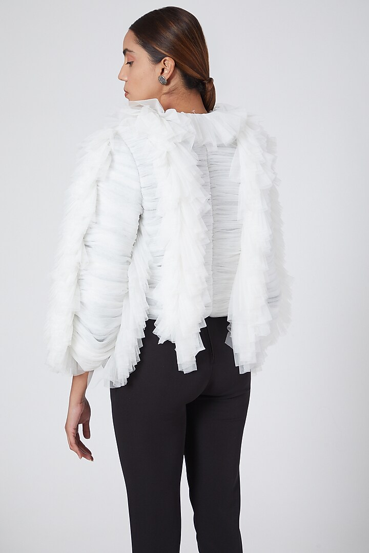 White Asymmetric Jacket by Sameer Madan at Pernia's Pop Up Shop