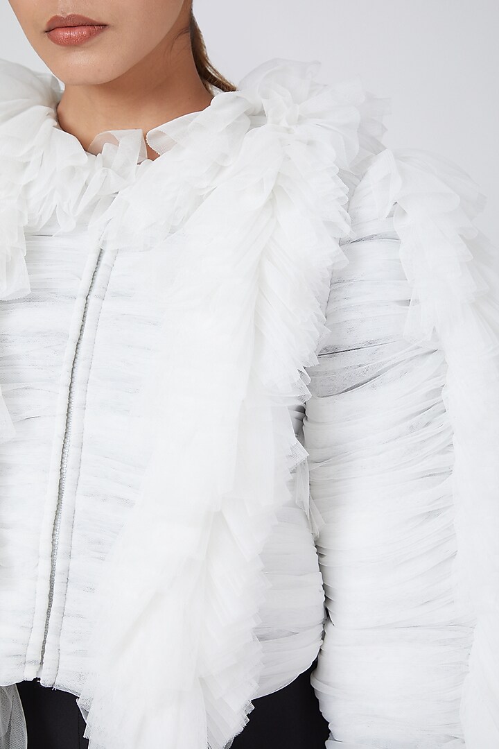 White Asymmetric Jacket by Sameer Madan at Pernia's Pop Up Shop
