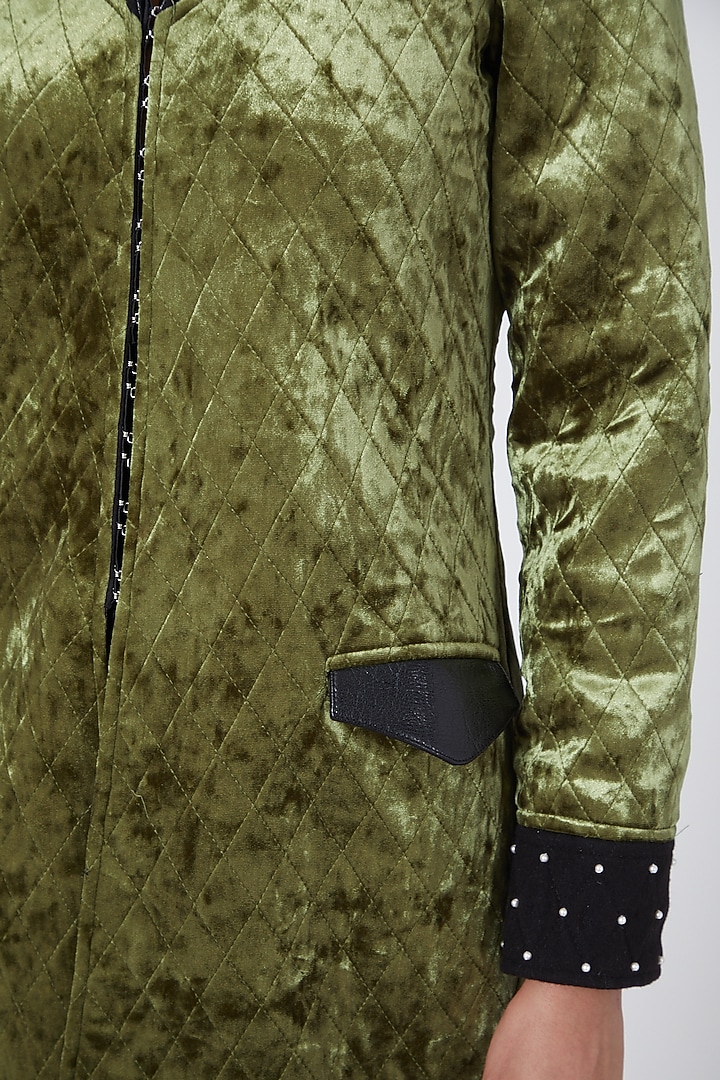 Emerald Green Embellished Jacket by Sameer Madan at Pernia's Pop Up Shop