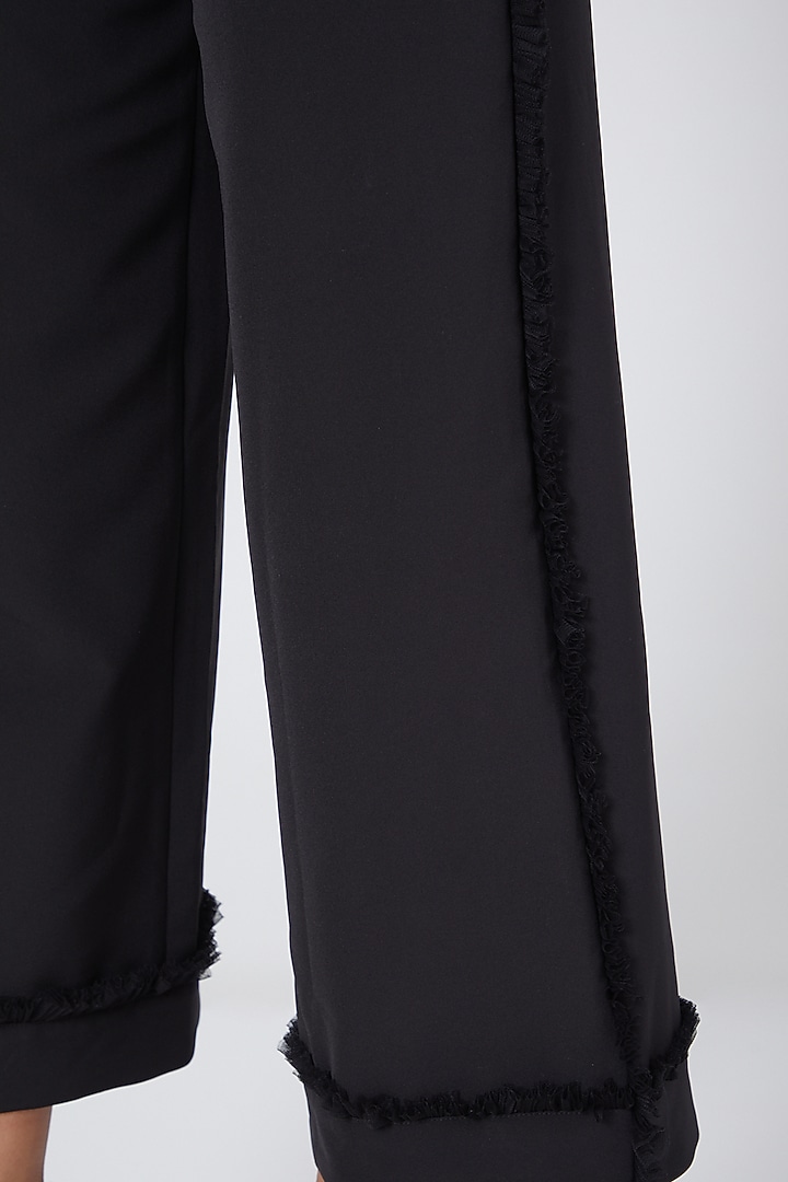Black Ruffled Trousers by Sameer Madan at Pernia's Pop Up Shop