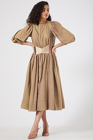 Nude A-Line Dress by Sameer Madan