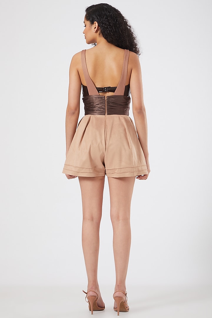 Blush Pink Pintucked Playsuit by Sameer Madan at Pernia's Pop Up Shop