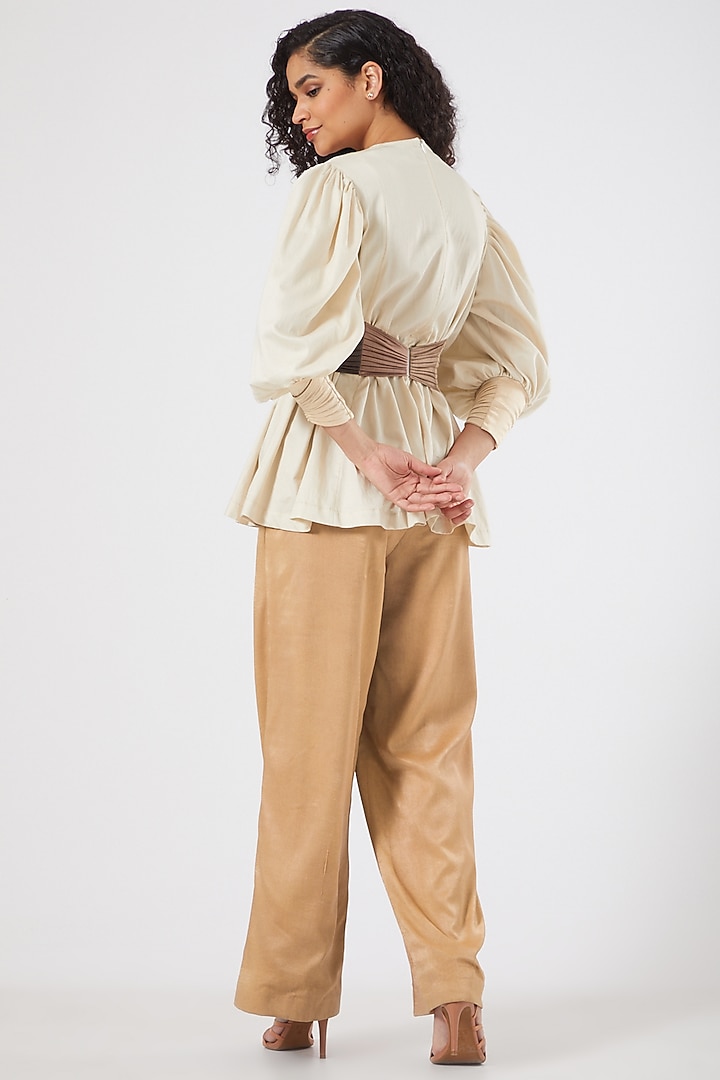 White Cotton & Stretch Satin Top by Sameer Madan at Pernia's Pop Up Shop
