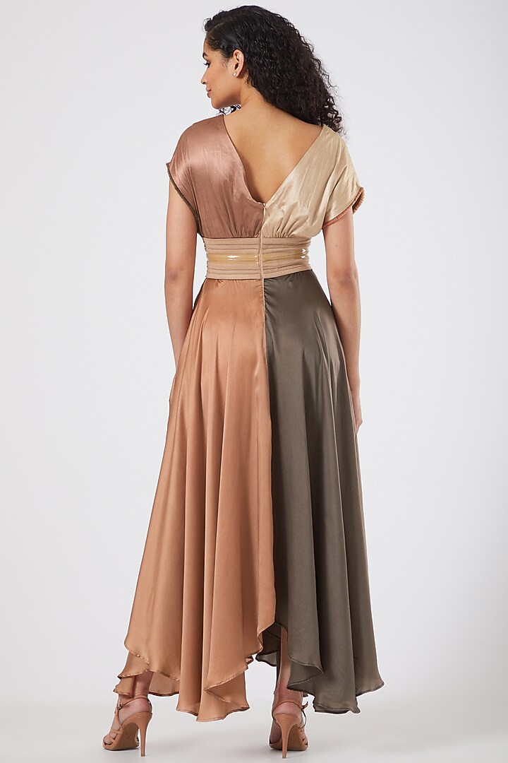 Peach Color-Blocked Vacation Dress by Sameer Madan at Pernia's Pop Up Shop