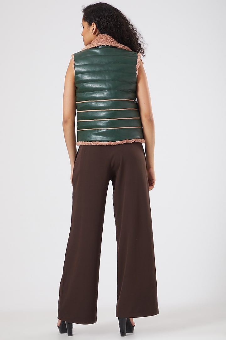 Emerald Green Faux Leather Jacket by Sameer Madan at Pernia's Pop Up Shop