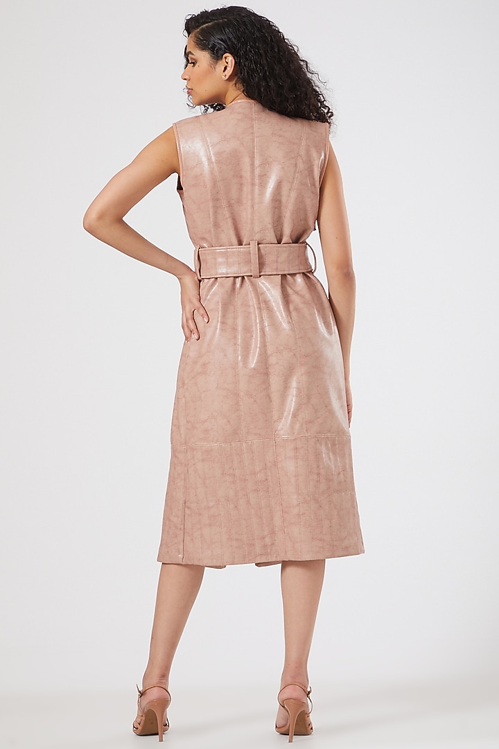 Blush Pink Faux Leather Overoat by Sameer Madan at Pernia's Pop Up Shop