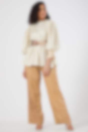 Nude Flared Trousers by Sameer Madan