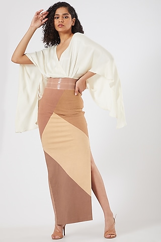White Color-Blocked Dress by Sameer Madan