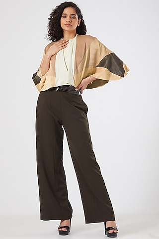 Nude Color-Blocked Cape by Sameer Madan