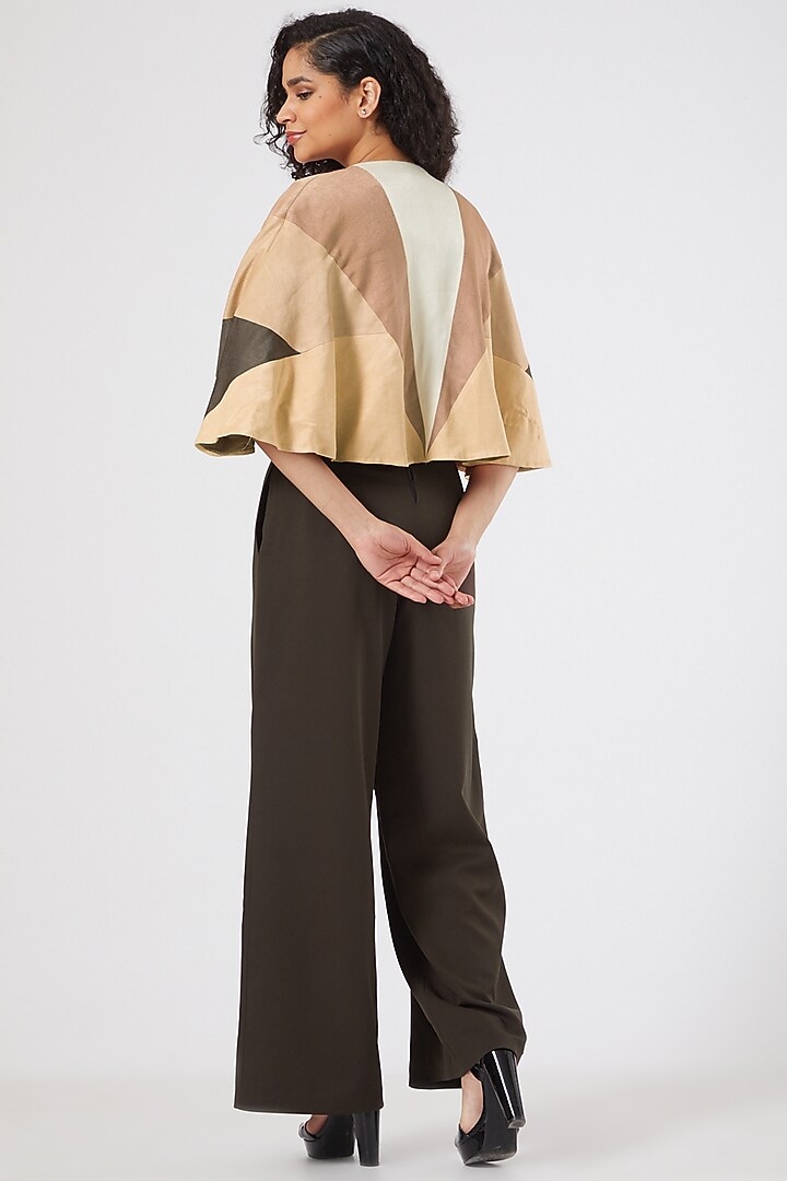 Nude Color-Blocked Cape by Sameer Madan at Pernia's Pop Up Shop
