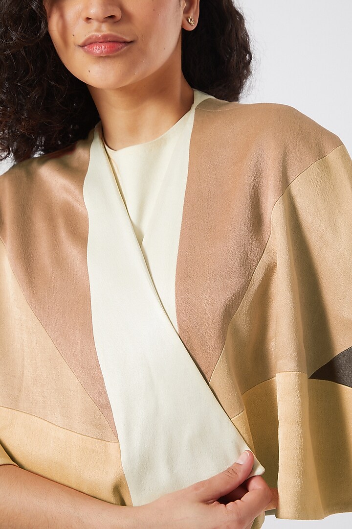 Nude Color-Blocked Cape by Sameer Madan at Pernia's Pop Up Shop