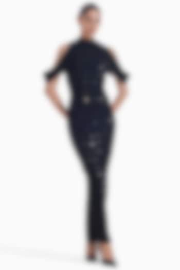 Black Jersey Bodycon Cocktail Dress by Sameer Madan at Pernia's Pop Up Shop