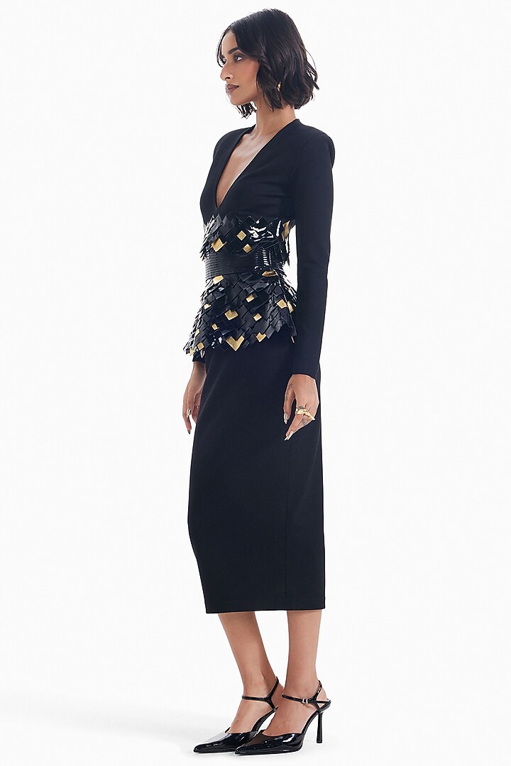 Black Luxury Jersey Bodycon Cocktail Dress by Sameer Madan at Pernia's Pop Up Shop
