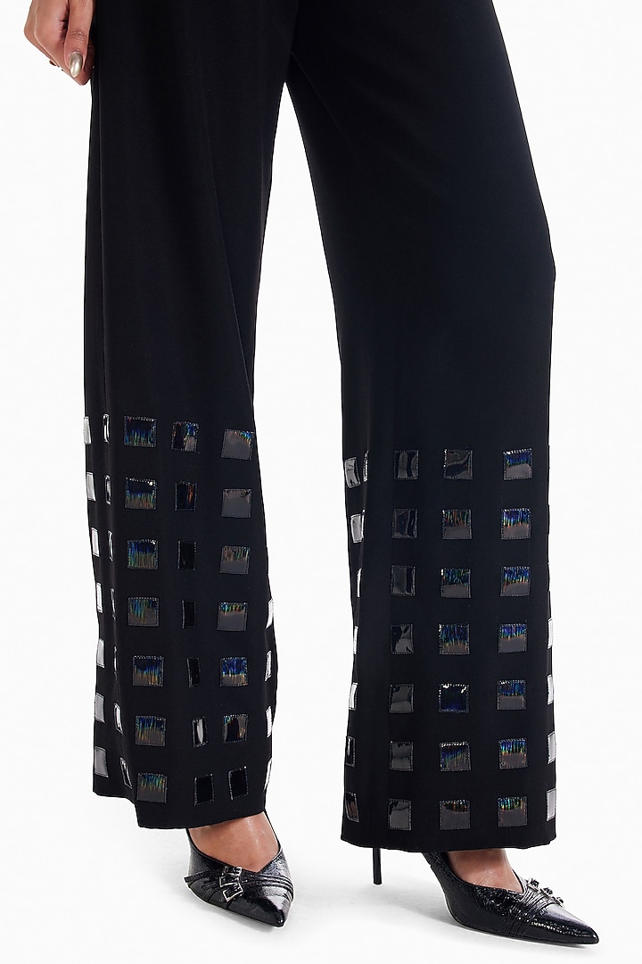 Black Luxury Twill High-Waisted Trousers by Sameer Madan at Pernia's Pop Up Shop