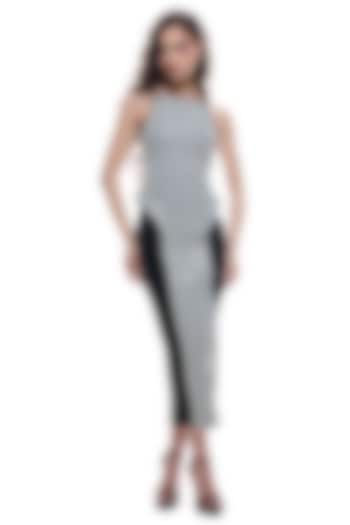Multi-Colored Jersey & Faux Leather Bodycon Cocktail Dress by Sameer Madan at Pernia's Pop Up Shop